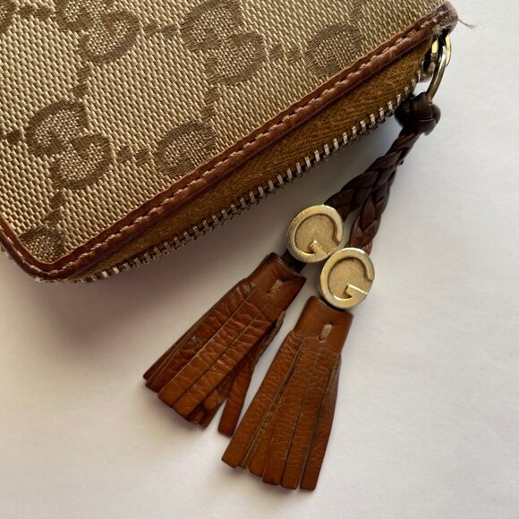 Gucci GG Canvas Zippy Wallet with Leather Fringe - Picture 3 of 6
